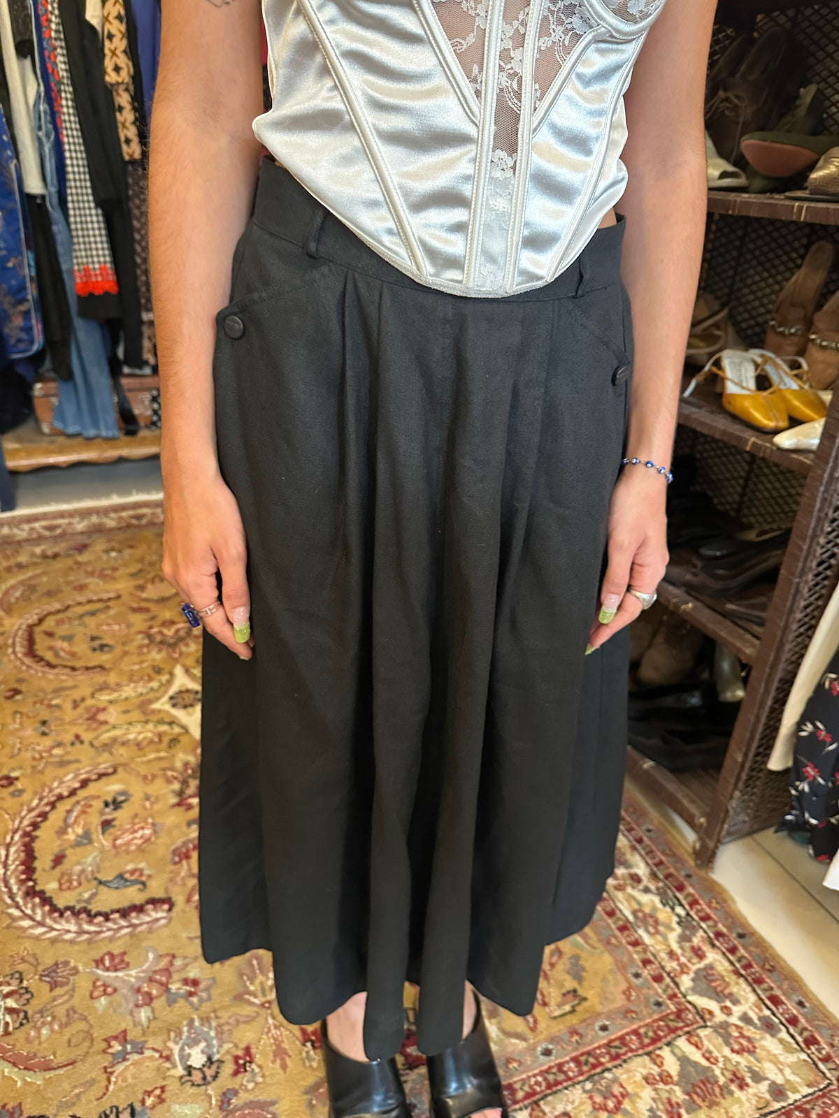 Black Vintage Midi Skirt