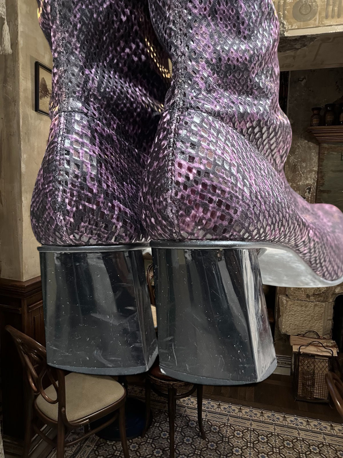 90s snake print boots
