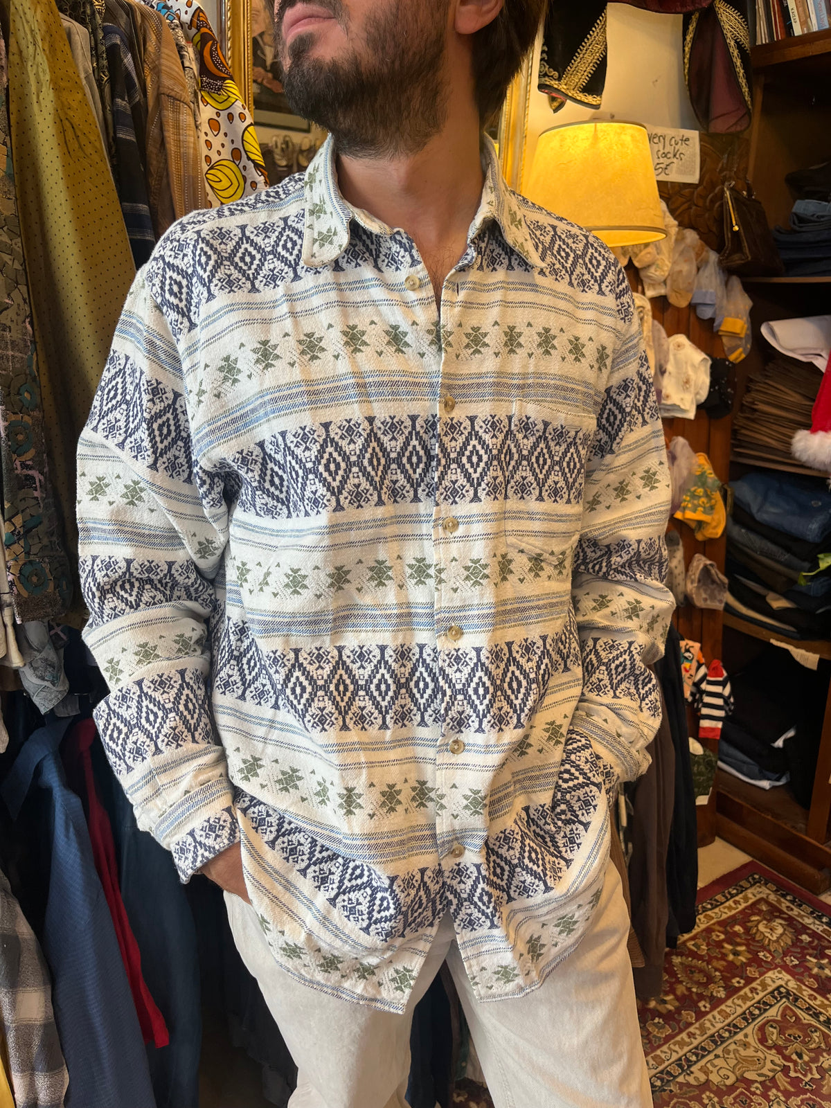 Vintage button up funky flannel shirt