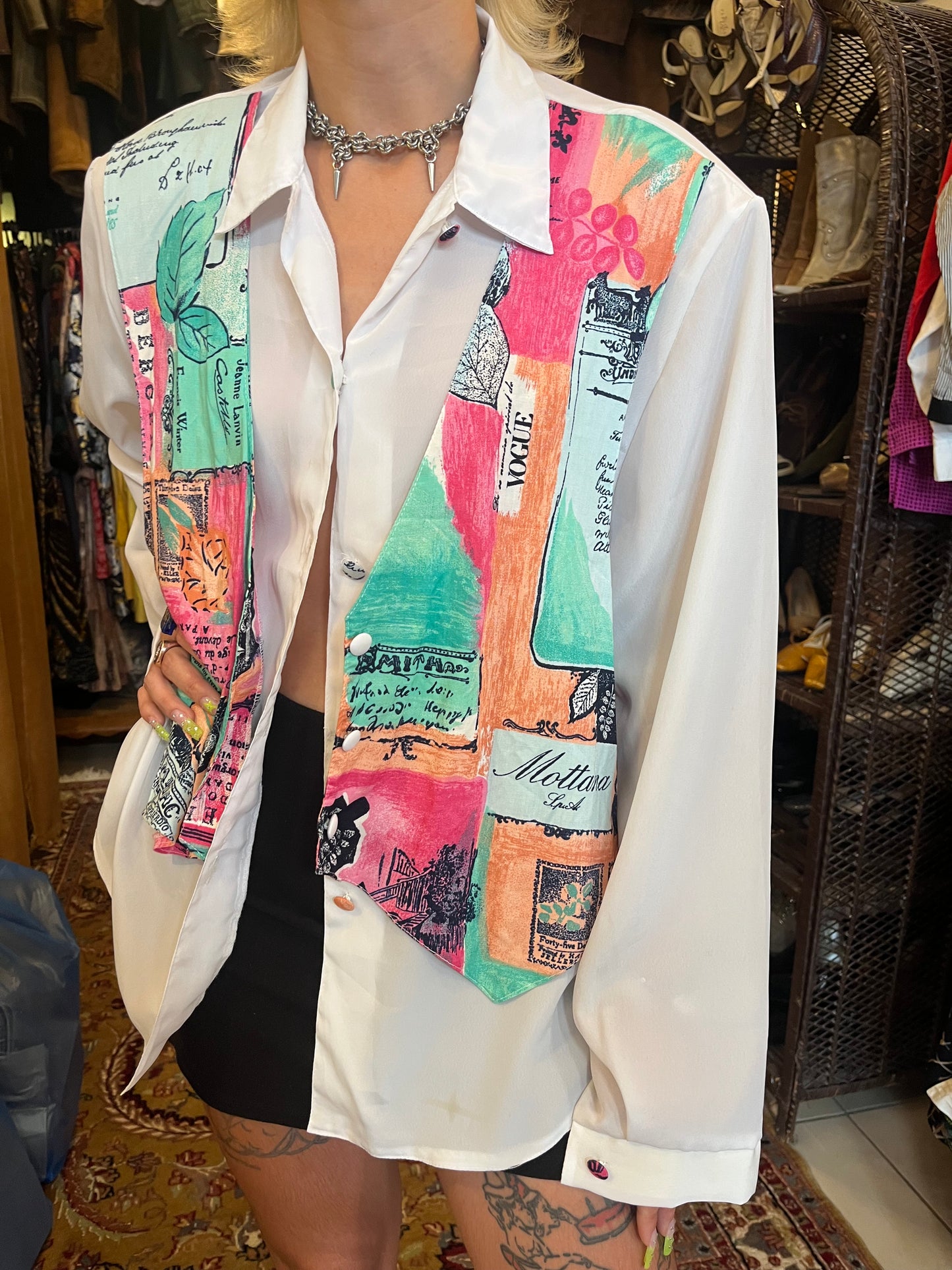 Vintage button up shirt with vest
