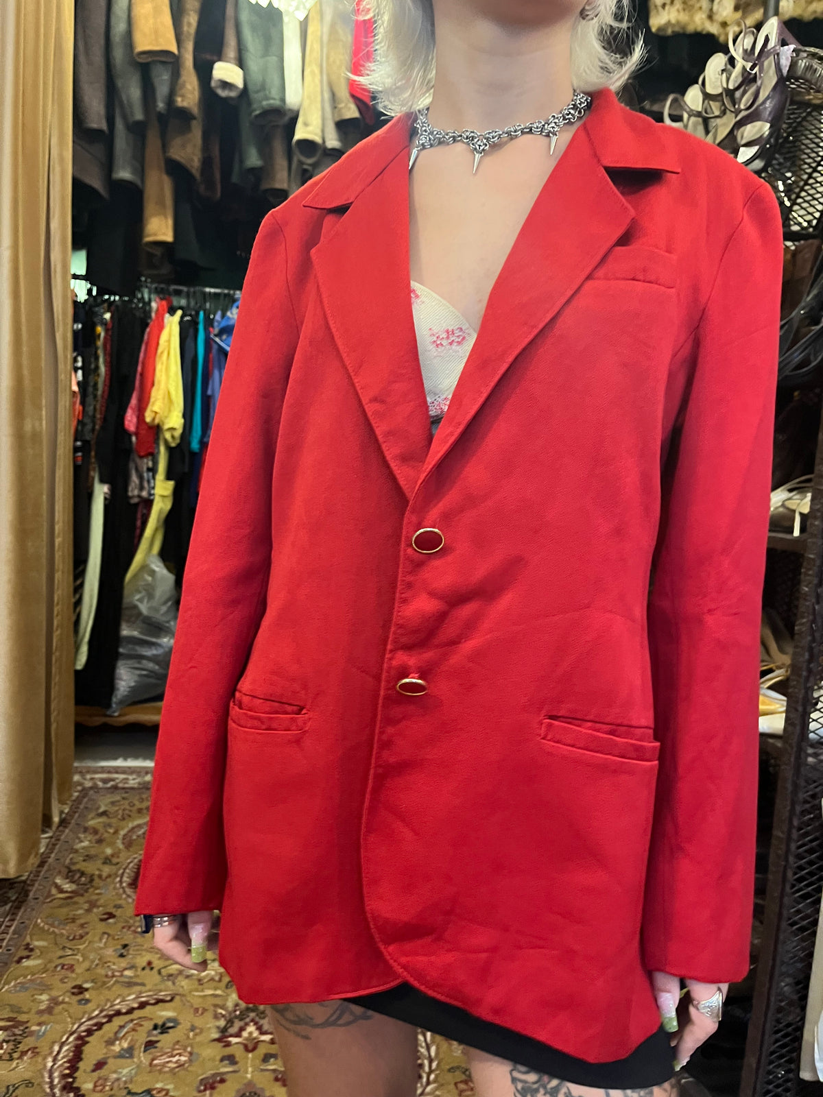 Vintage 90s red button up blazer
