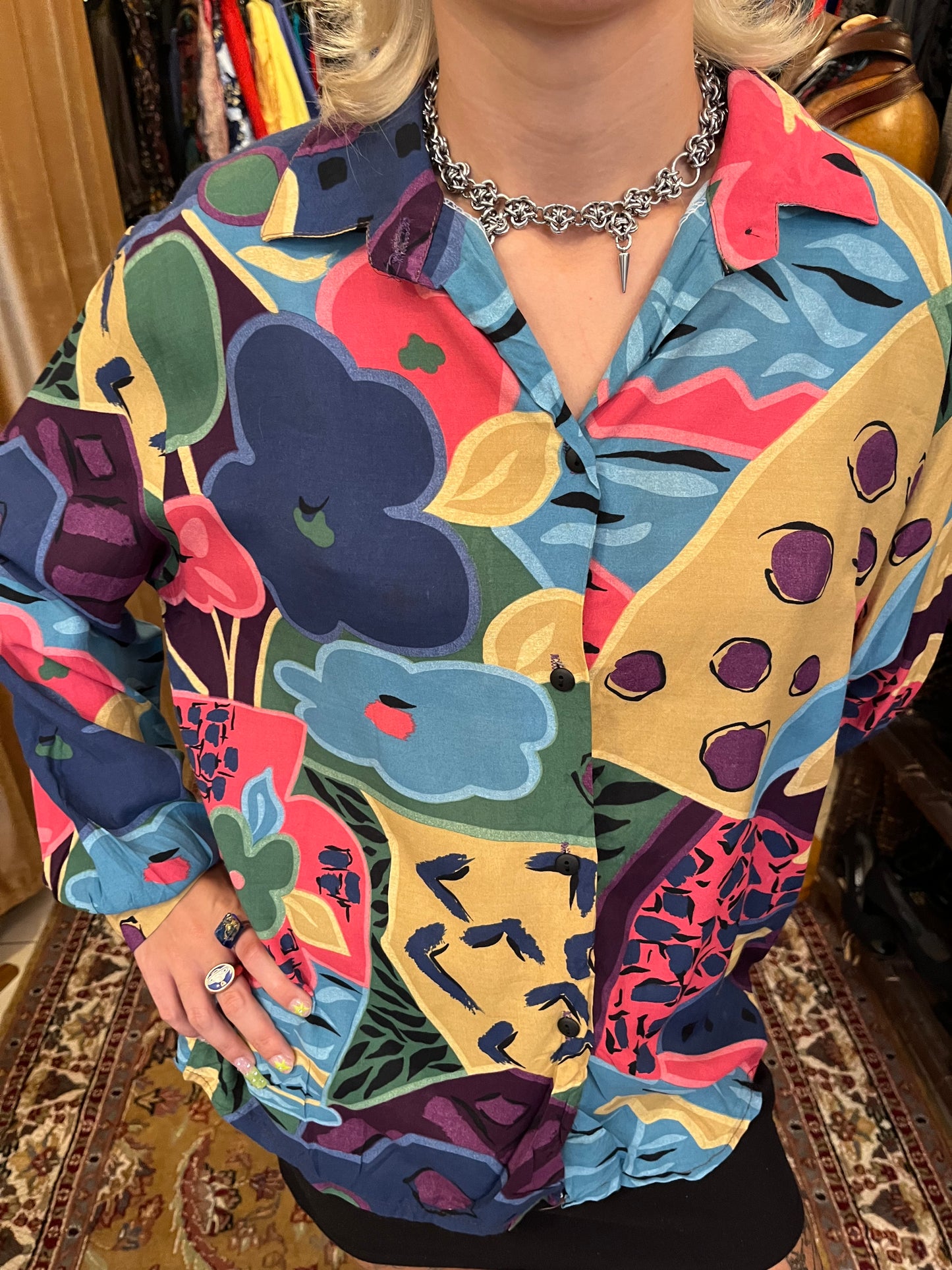 Vintage pattern button up shirt