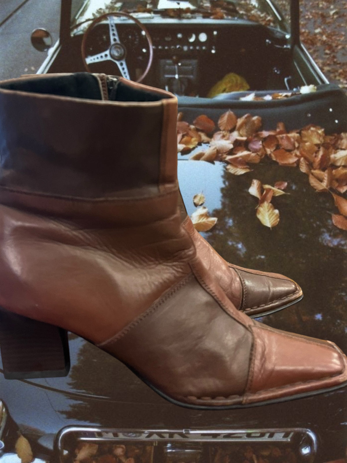 Brown leather boots