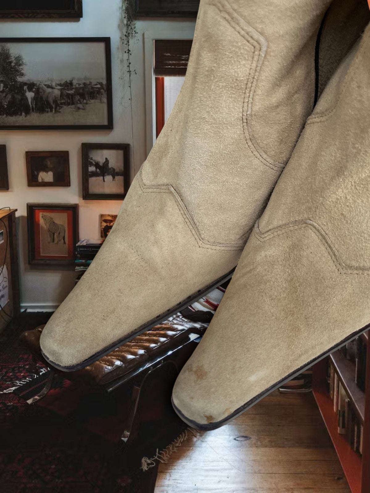 90s suede pointed heeled boots .Labeled as 39 but fits best 38