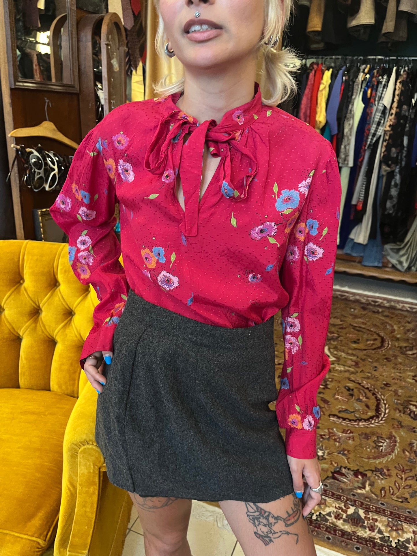 Vintage floral tie top
