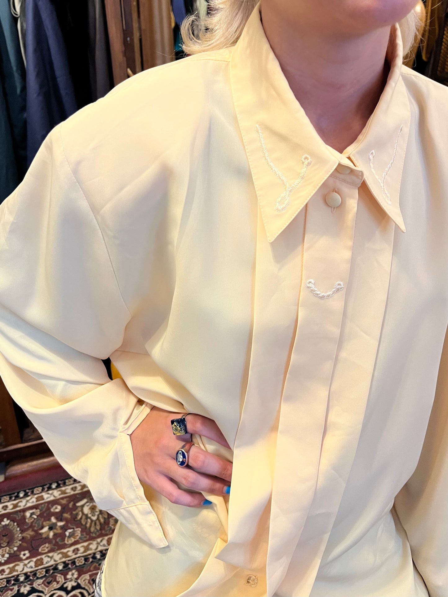 Pale Yellow White Vintage Shirt