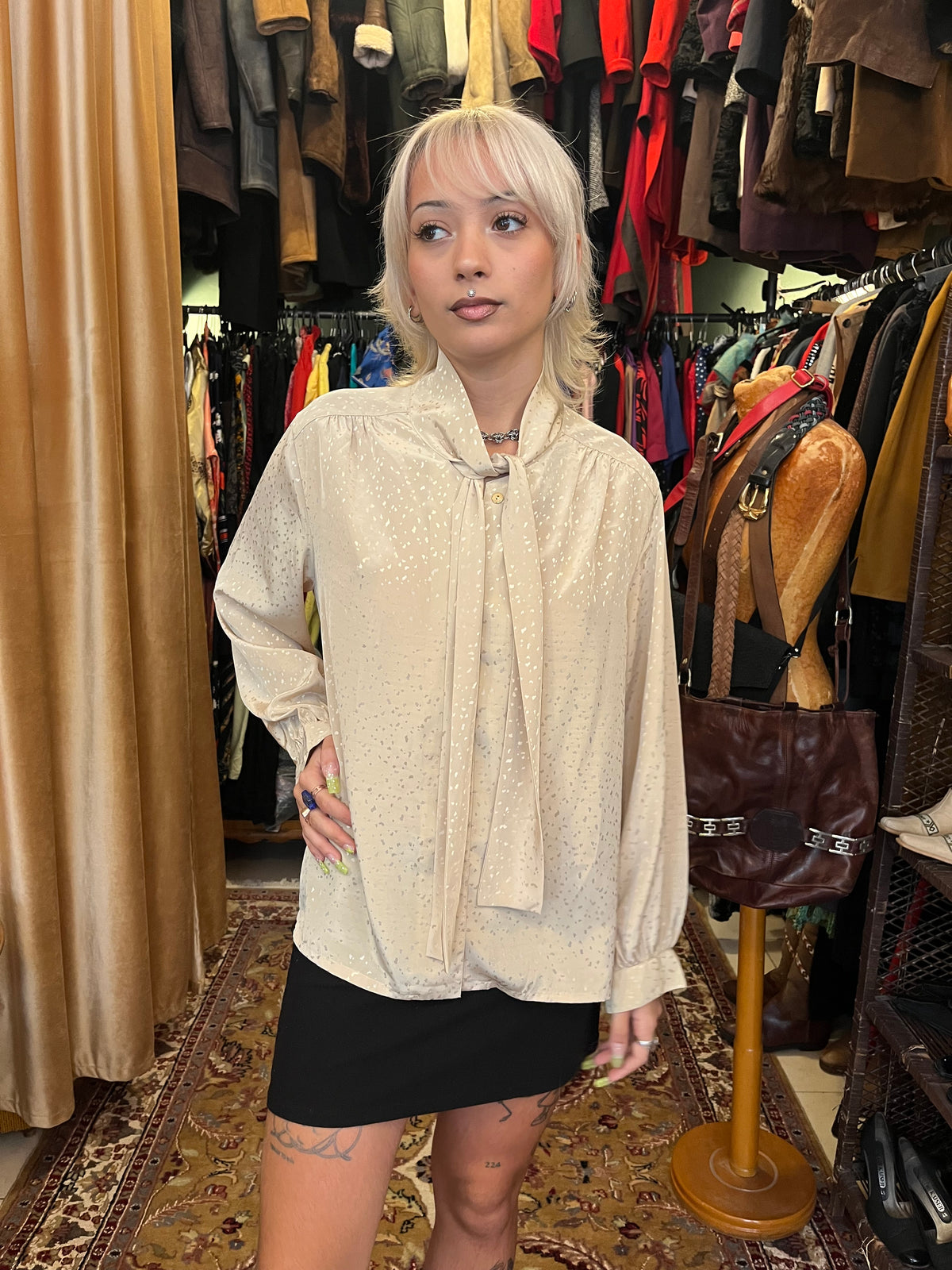 Vintage Beige Patterned Shirt