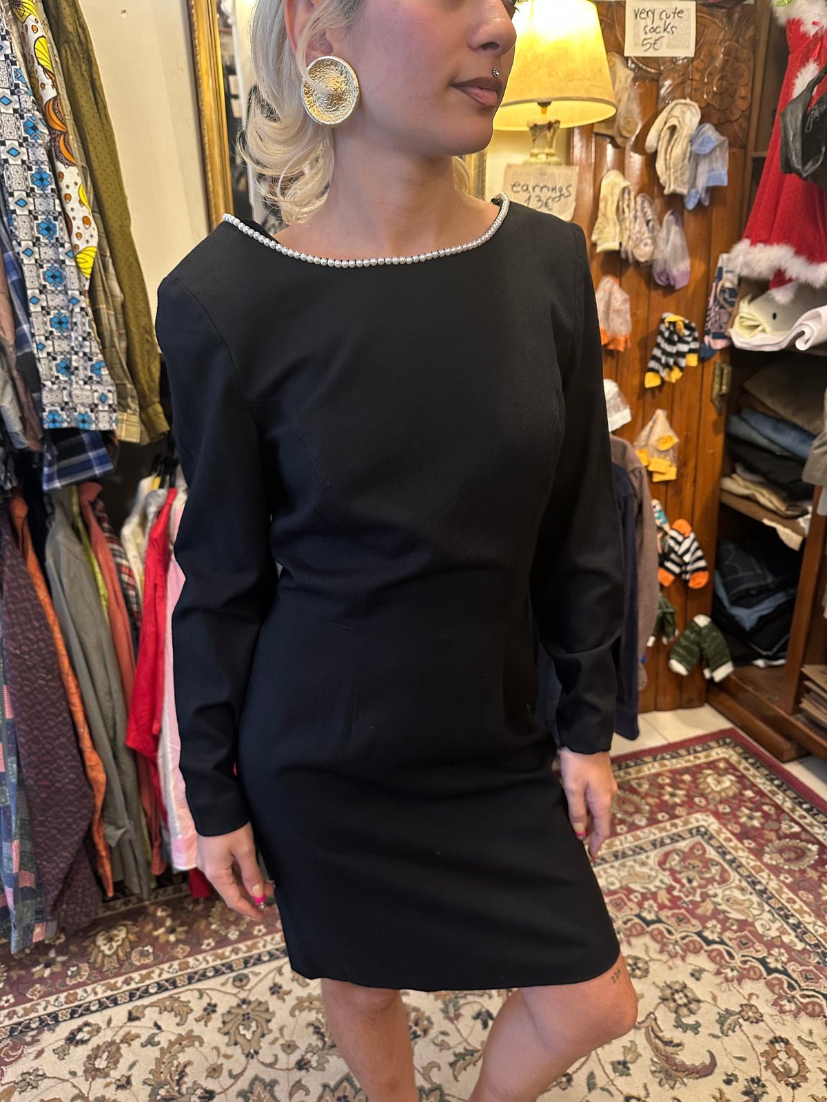 Black Vintage Open Back Dress