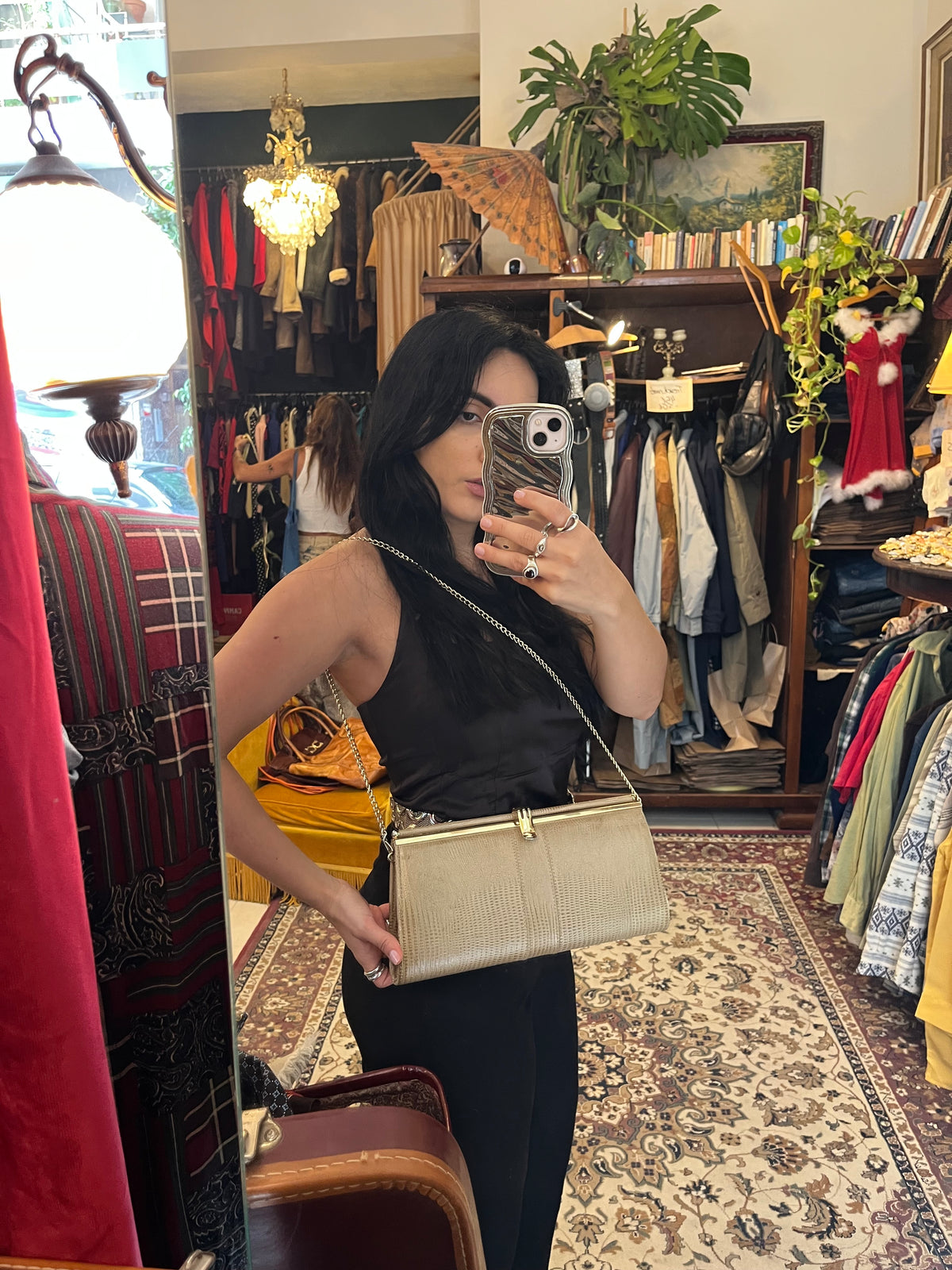 Leather croco hand bag