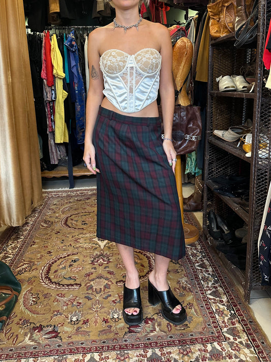Midi Vintage plaid skirt