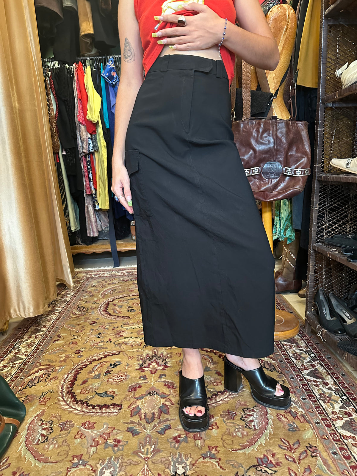 Vintage Black Maxi Skirt