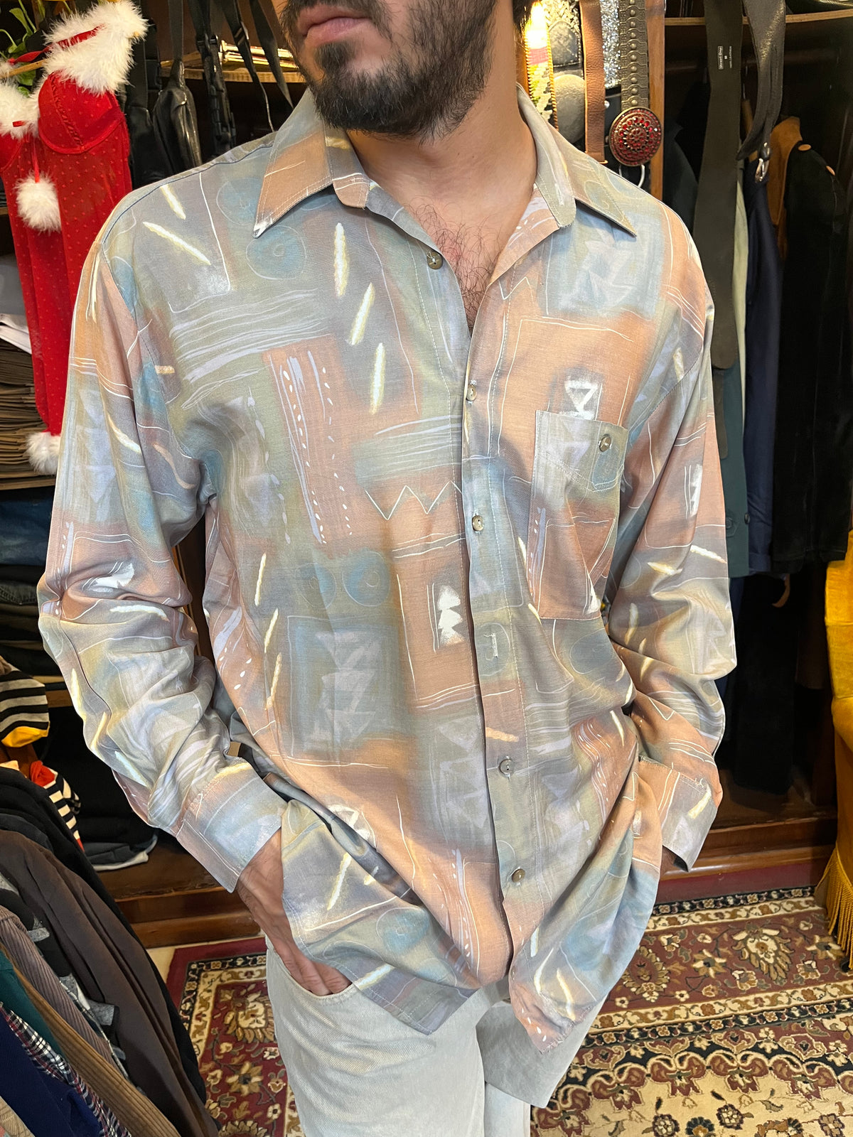 Vintage button up patterned shirt