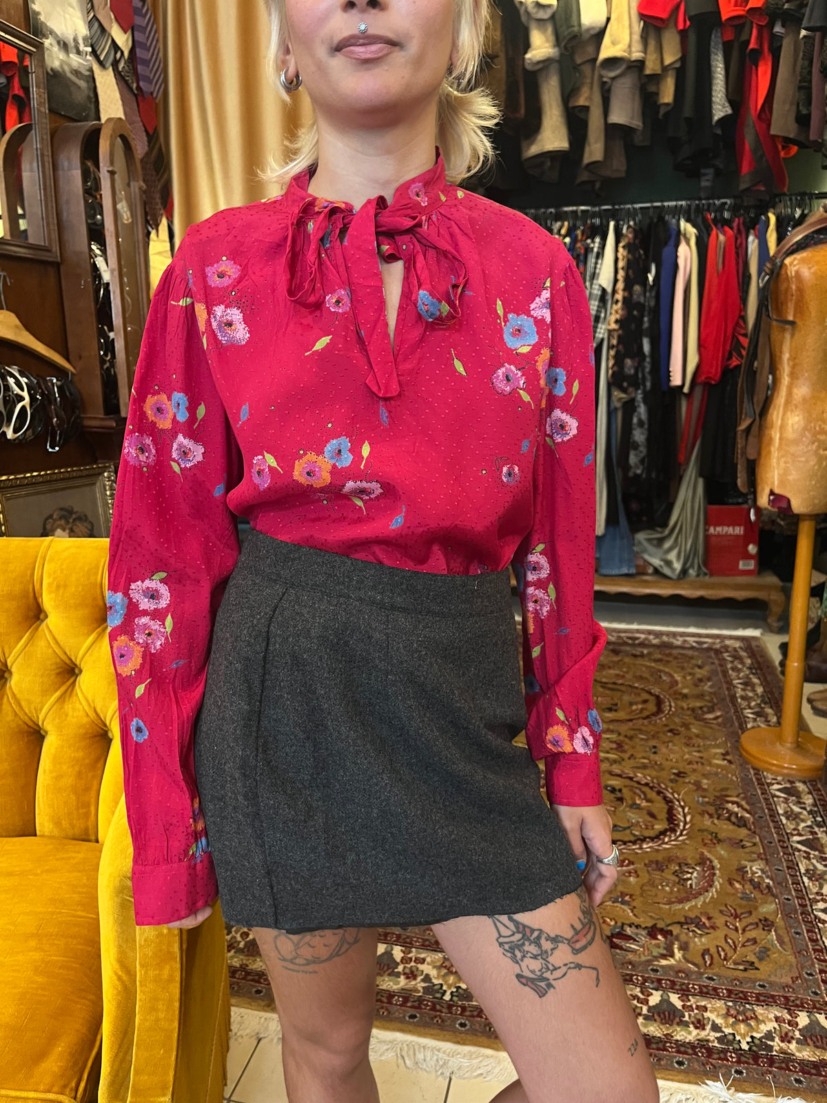 Vintage floral tie top