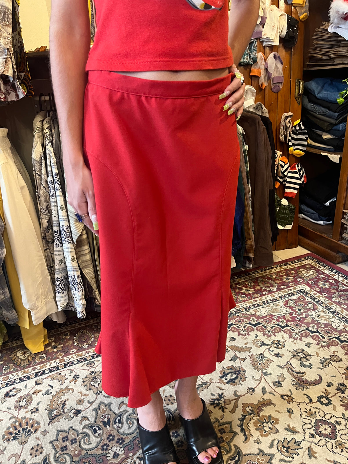 60s red midi skirt .Fits best M in high waisted fit or S/XS in low rise