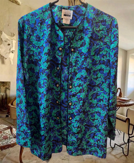 90s button up baroque shirt .Fits S-L depending on desired suit .