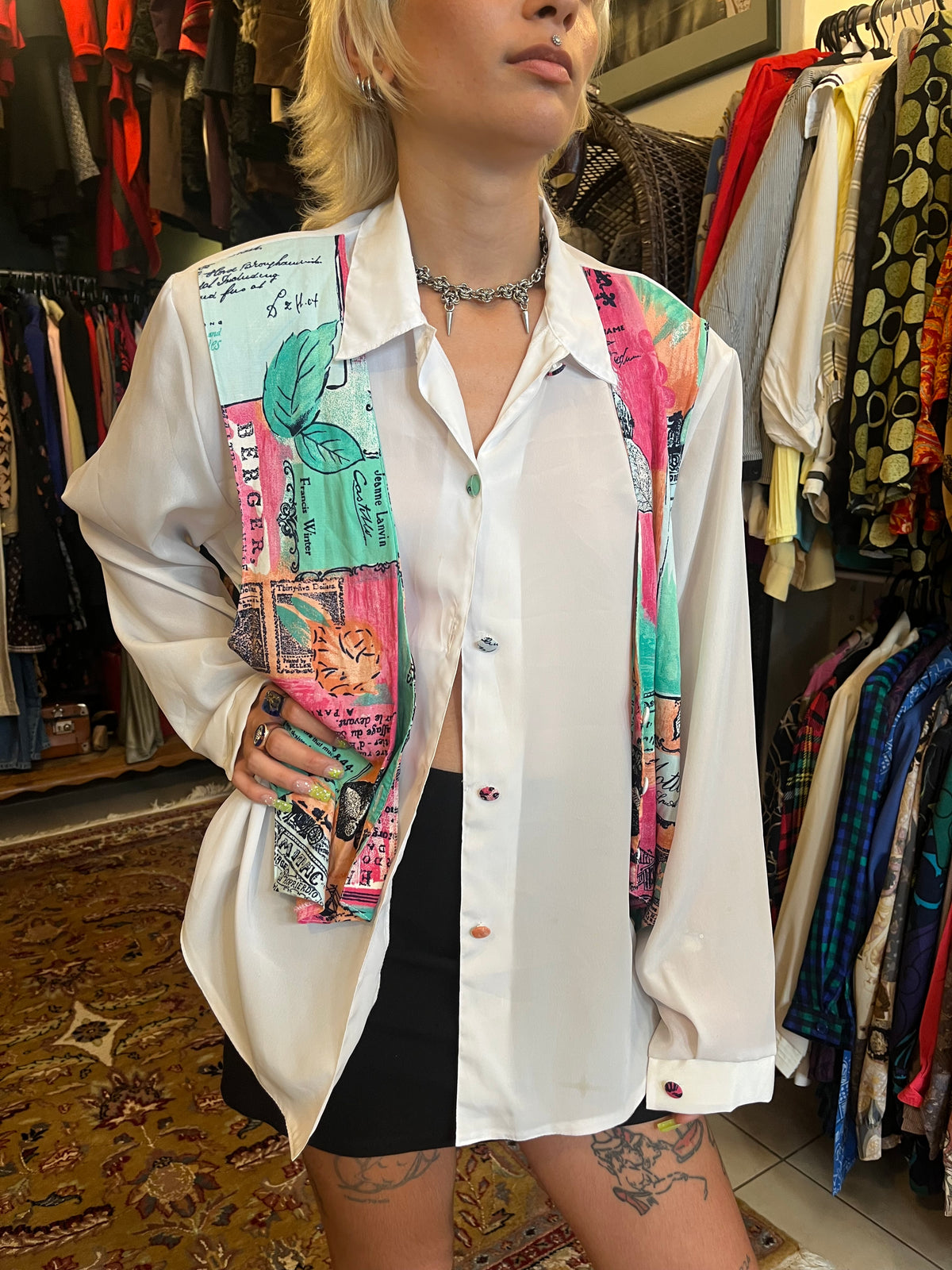 Vintage button up shirt with vest