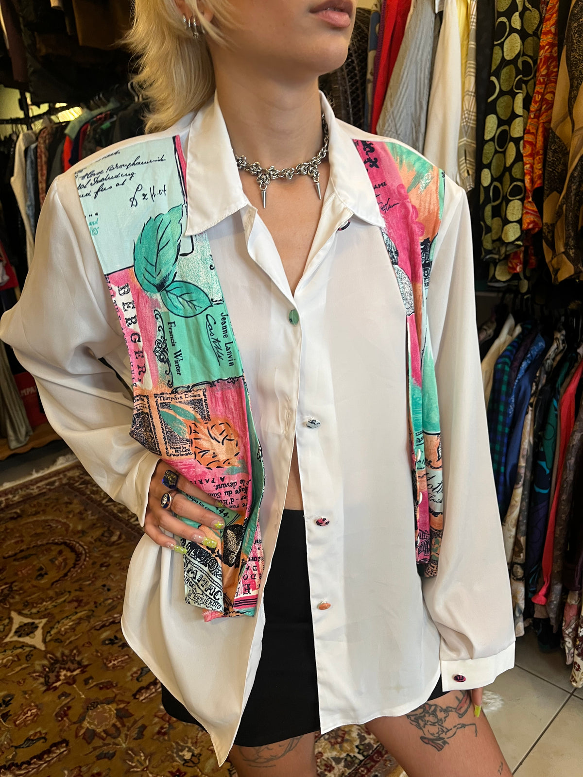 Vintage button up shirt with vest