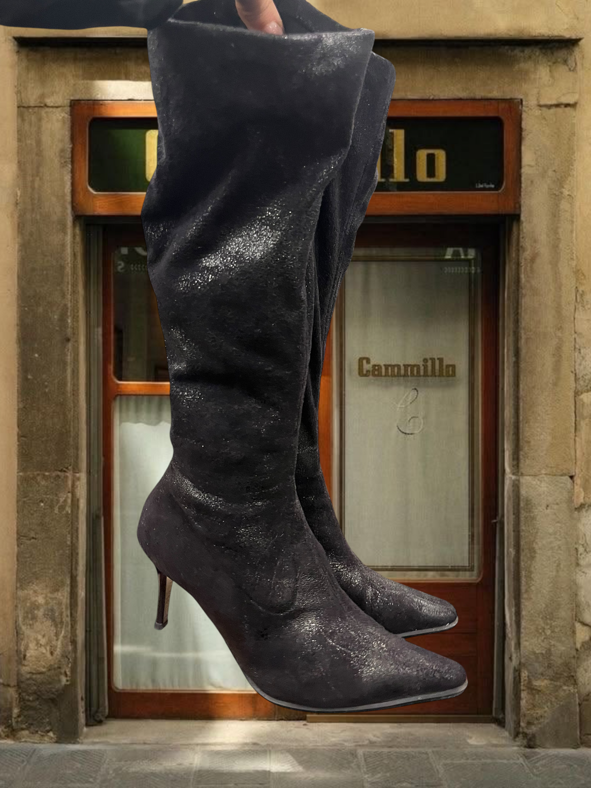 90s shinny black pointer boots