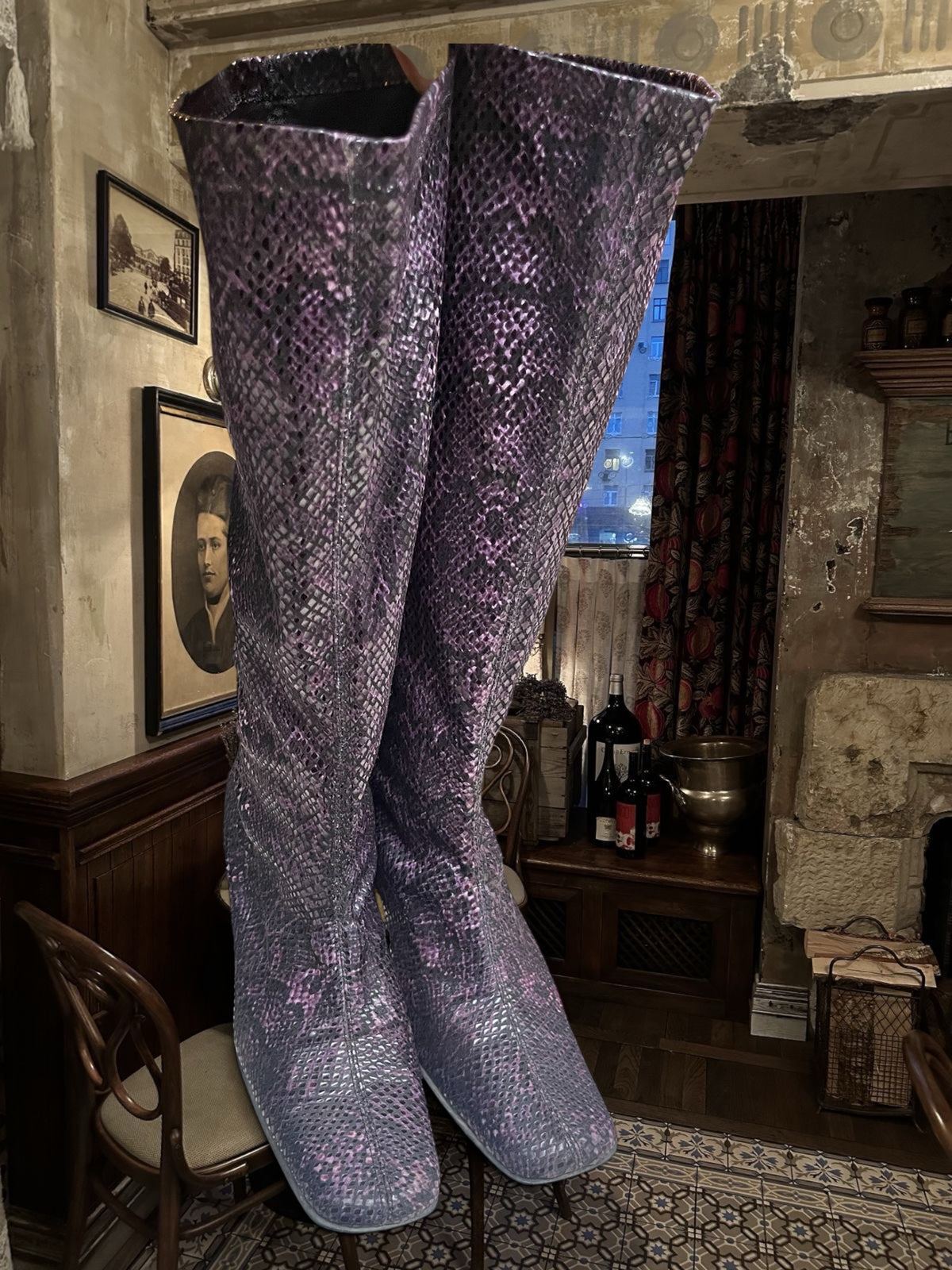 90s snake print boots