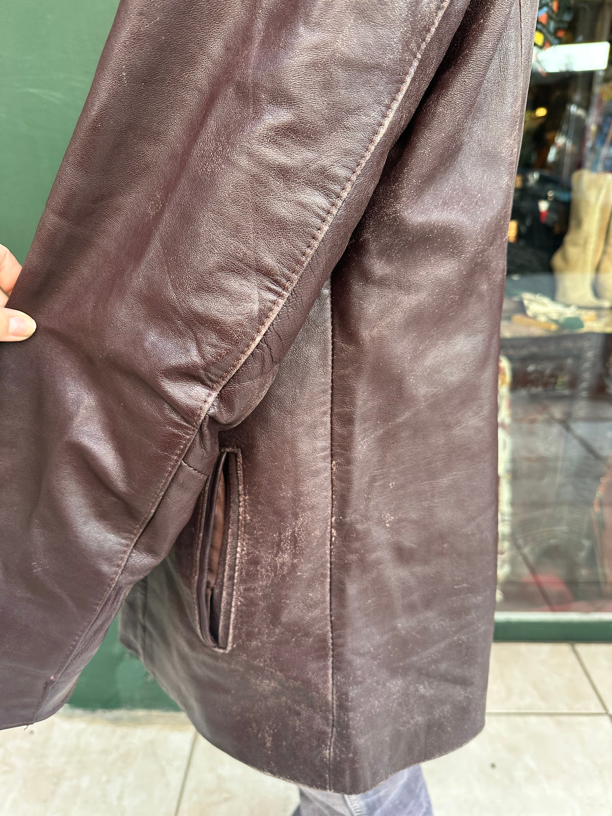 Brown Leather Jacket with Fur Hood