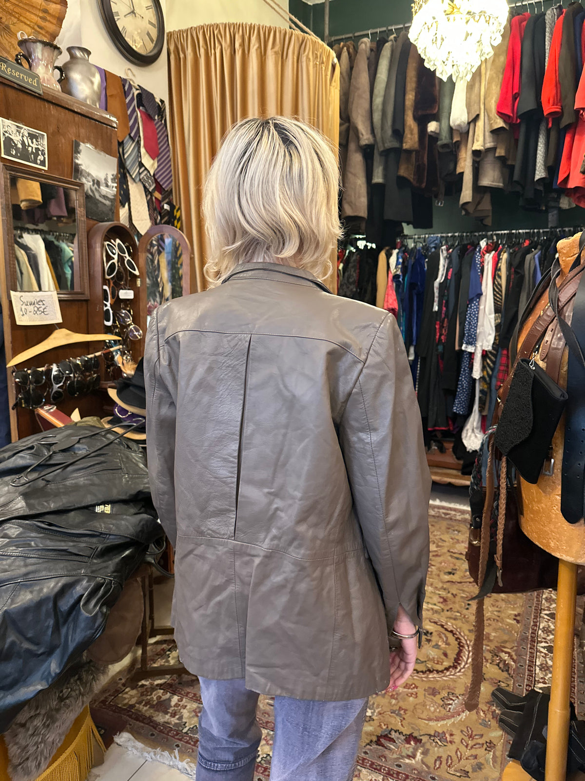 Vintage Greige Leather Jacket
