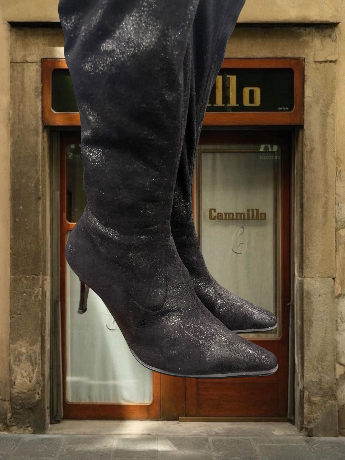 90s shinny black pointer boots