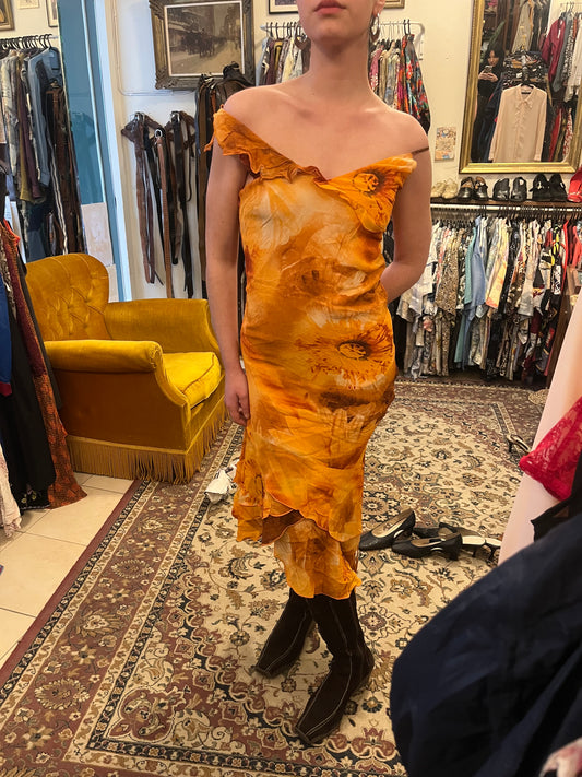 90s floral dress .Fits best M