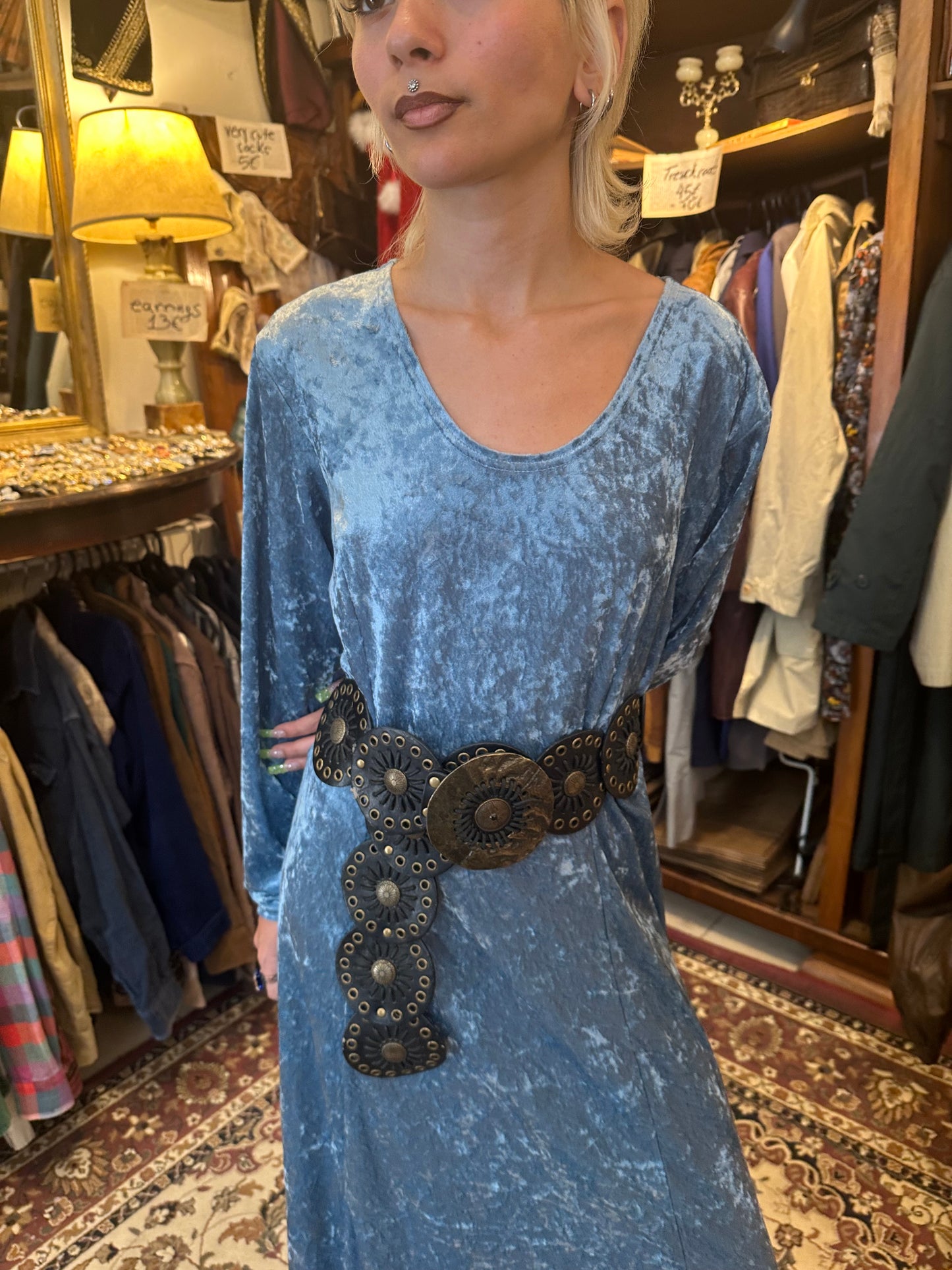 Vintage cobalt blue velvet dress