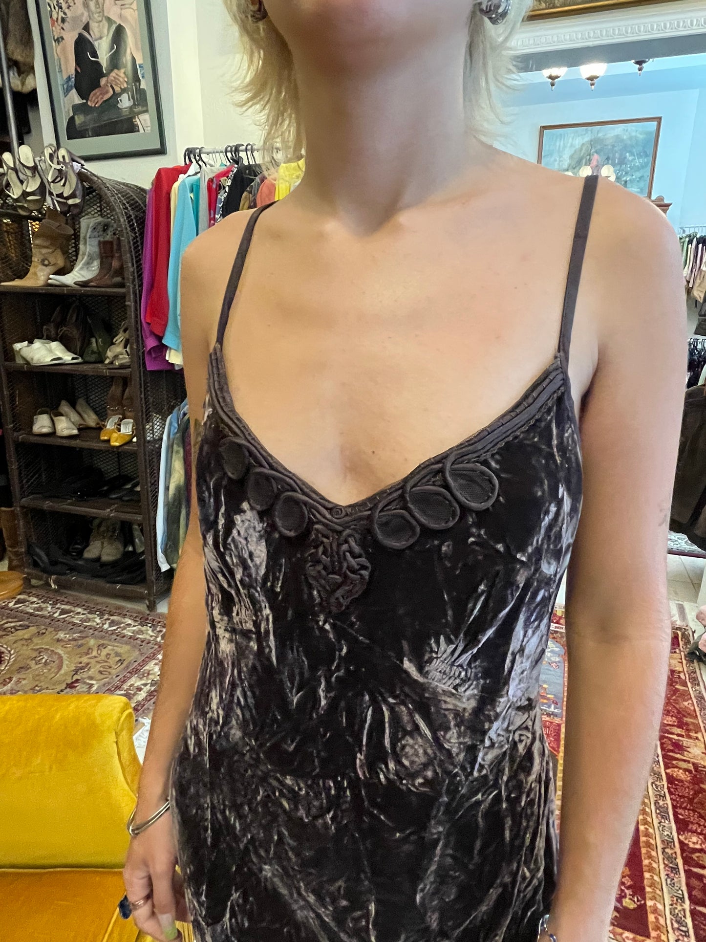 Velvet midi brown dress