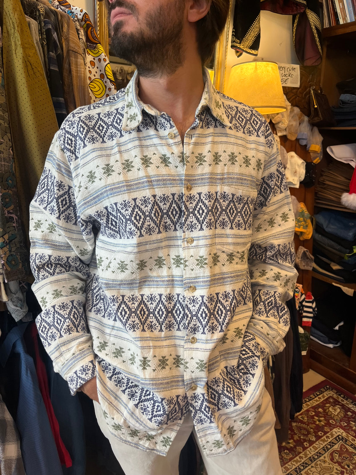 Vintage button up funky flannel shirt