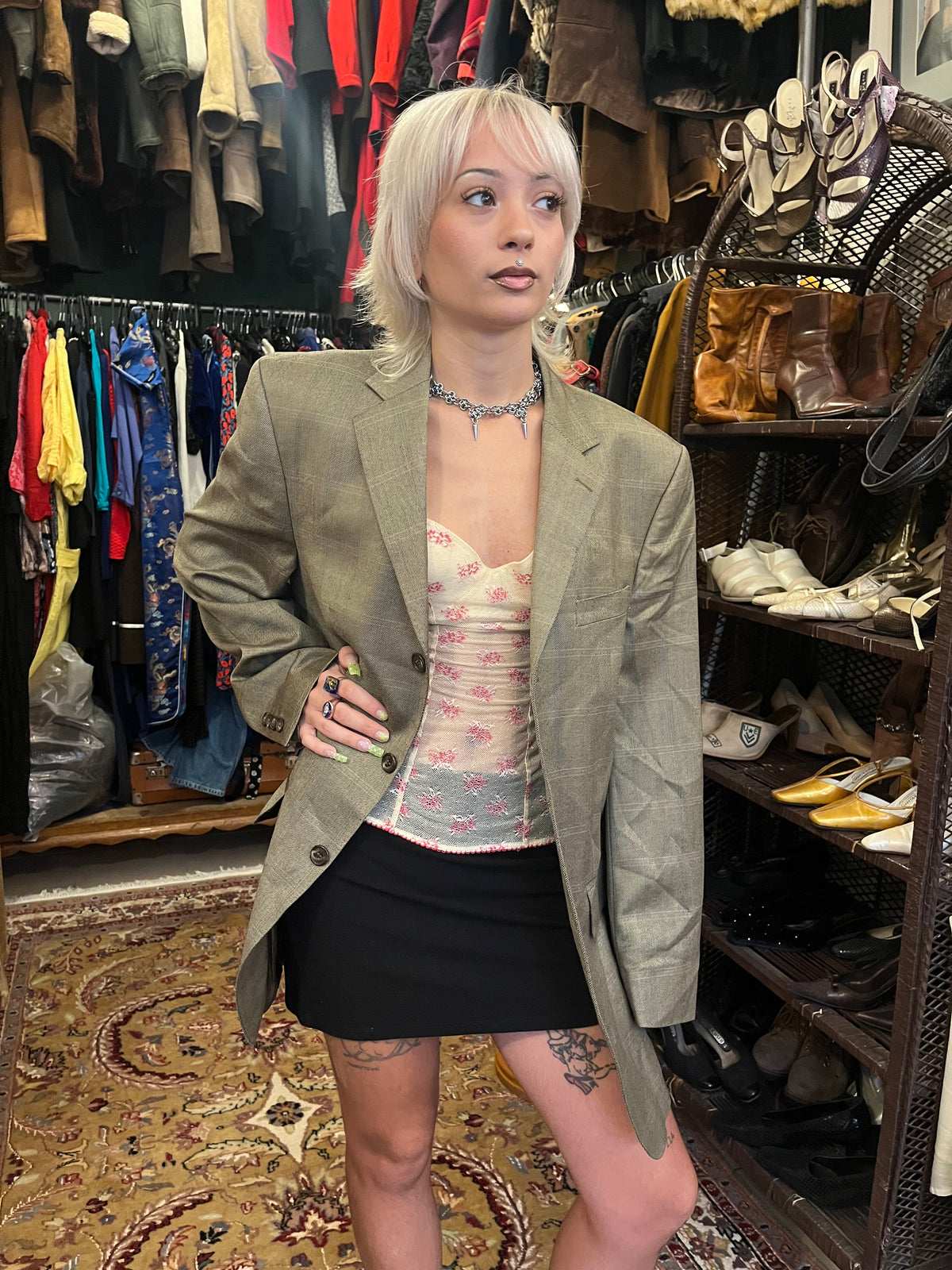 90s plaid blazer