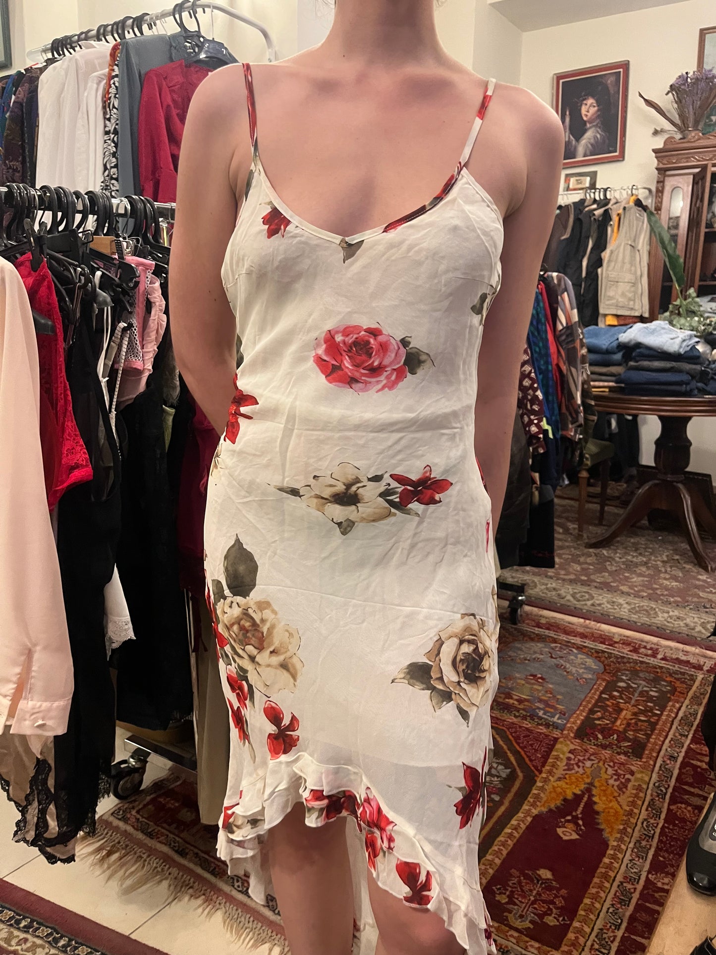 90s floral dress .XS/S (laces are missing)