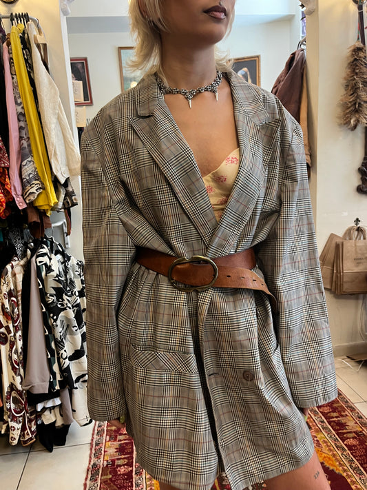 Oversized plaid blazer