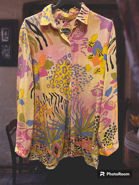 90s button funky shirt