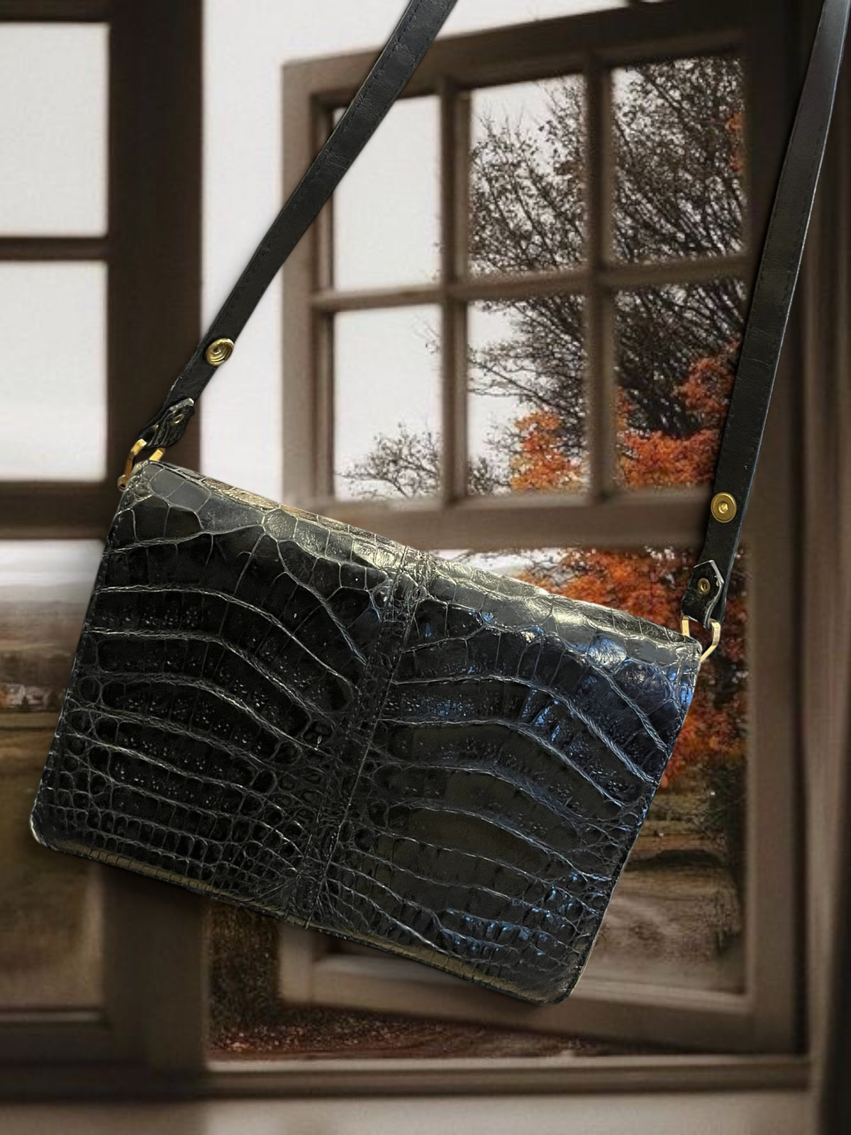 Croco leather handbag