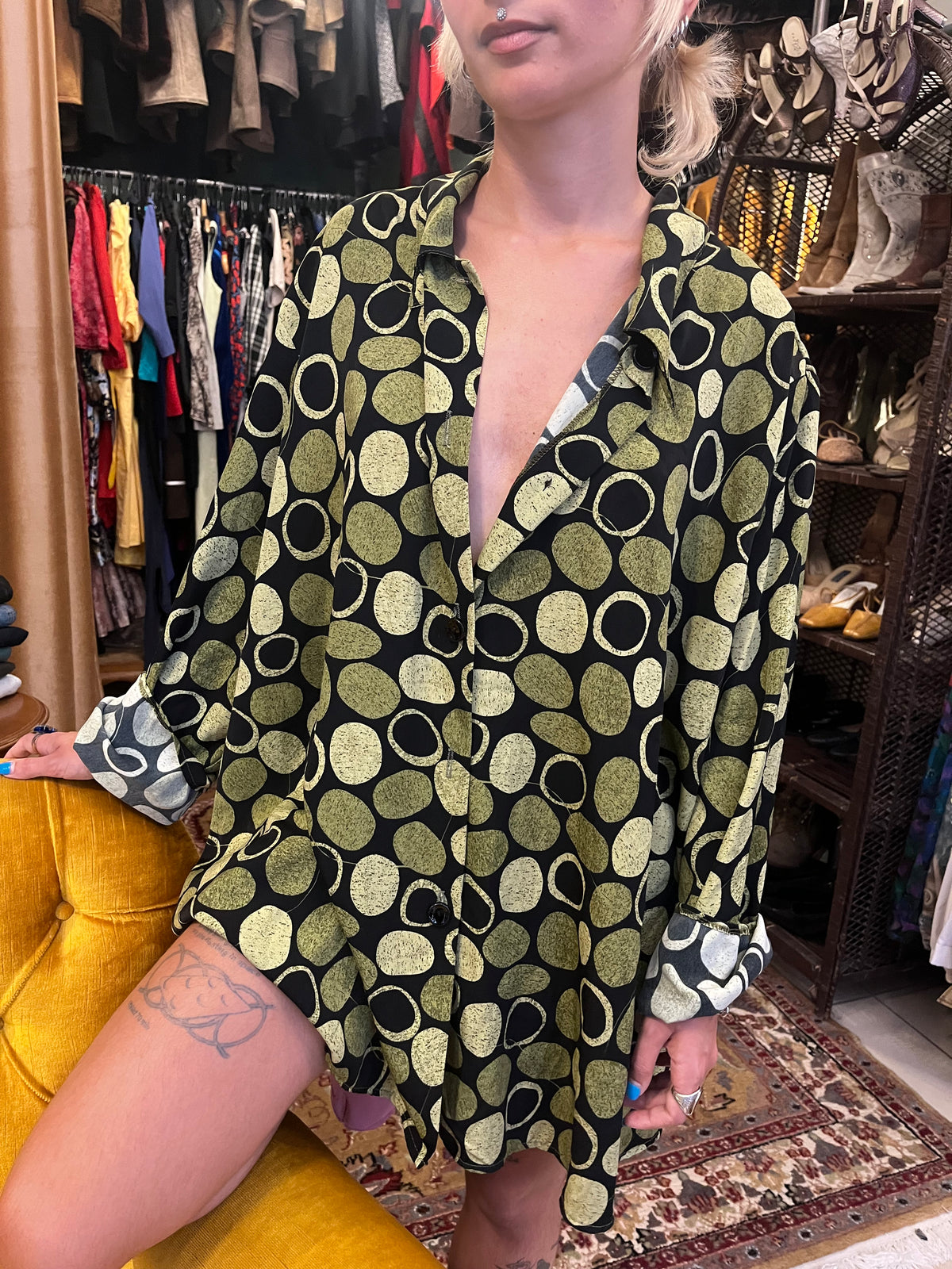 Vintage 70s patterned button up shirt