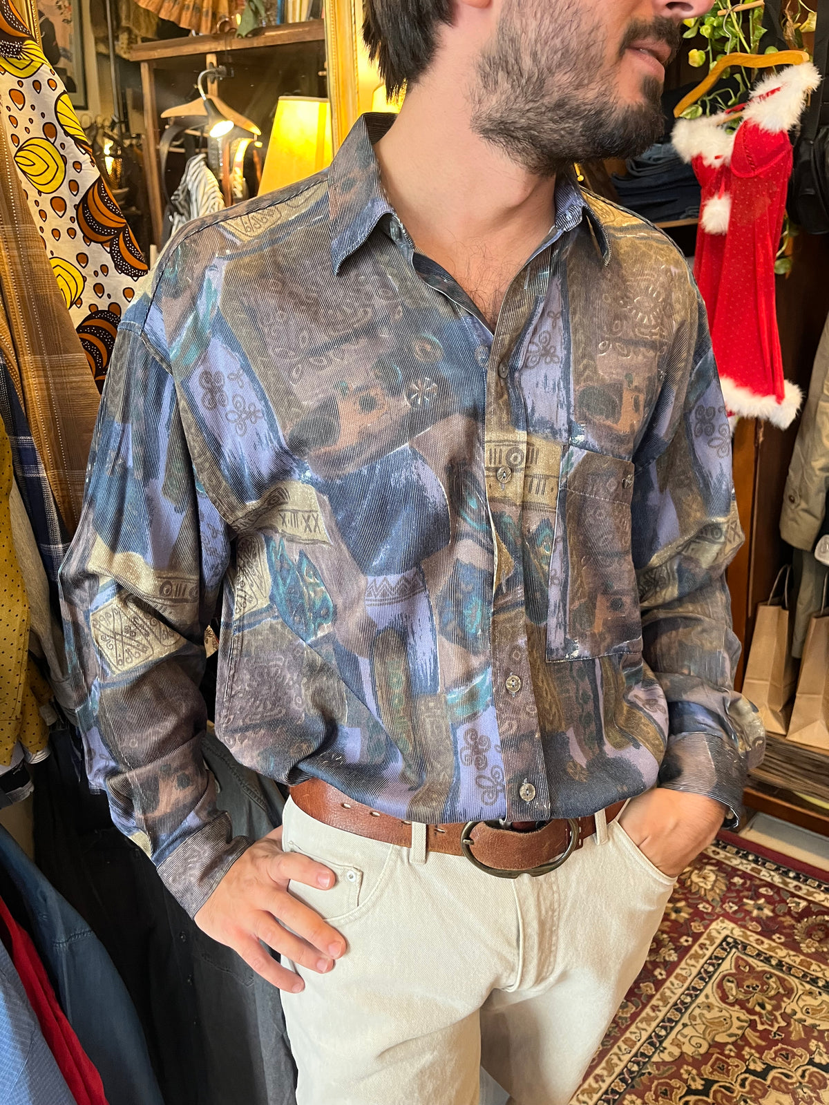 Vintage button up funky shirt