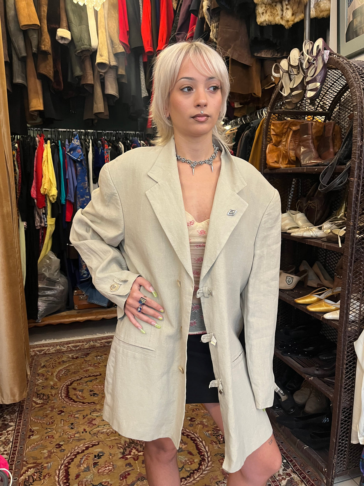 Linen button up blazer