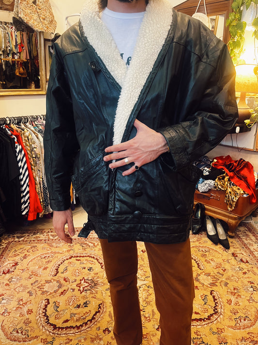 90s genuine leather shearling .XL