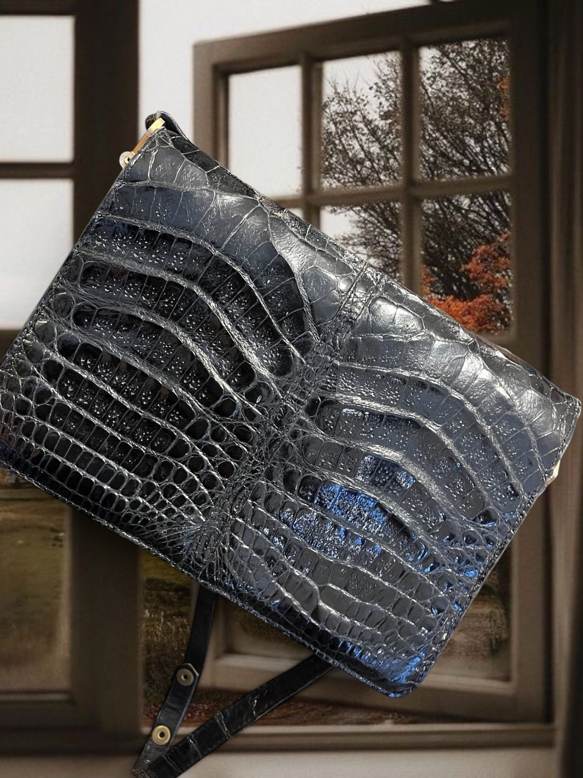 Croco leather handbag