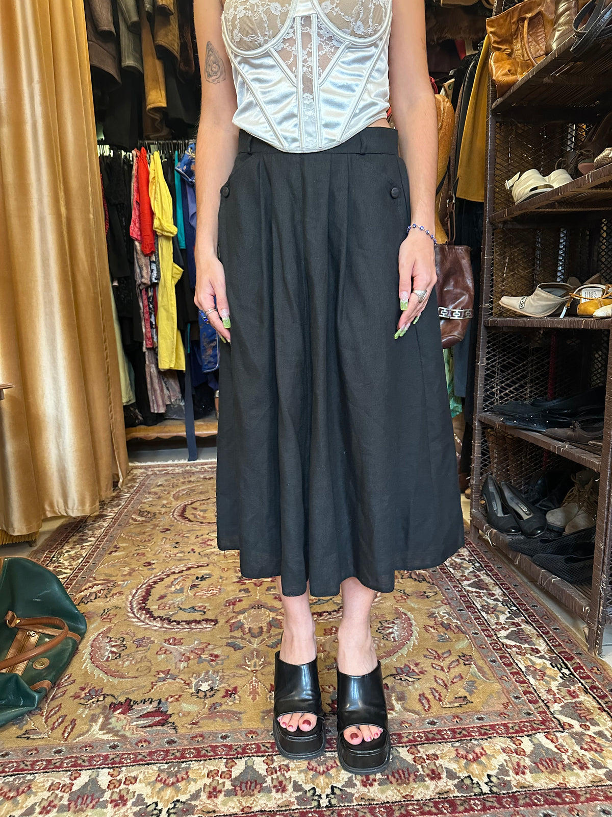 Black Vintage Midi Skirt
