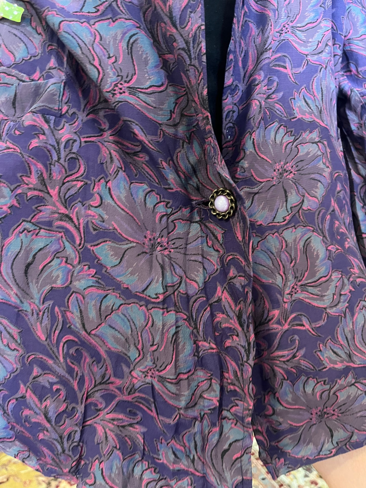 One button vintage patterned blazer