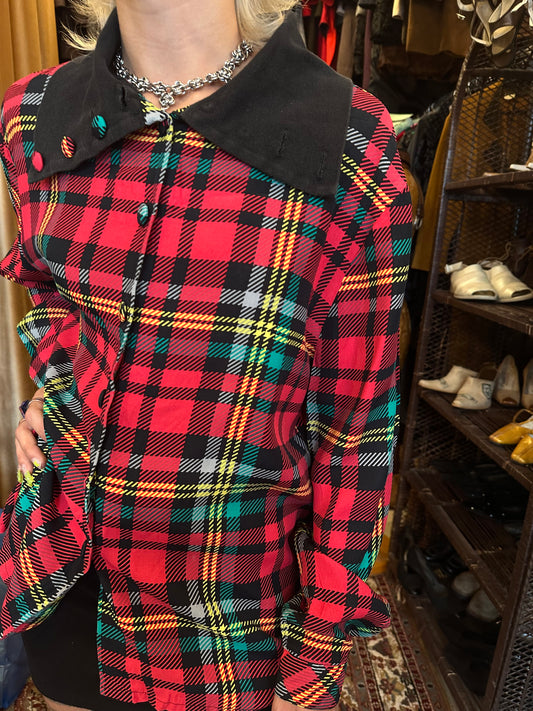 Vintage Plaid Bright Red Shirt