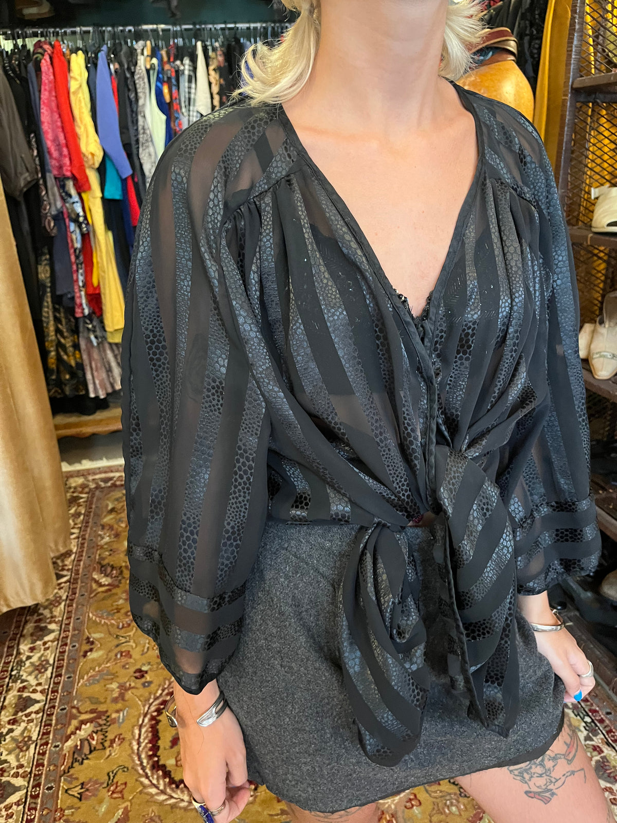 Vintage button up see through shirt