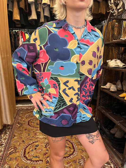 Vintage pattern button up shirt