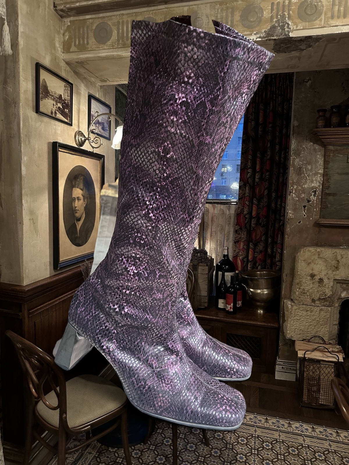 90s snake print boots