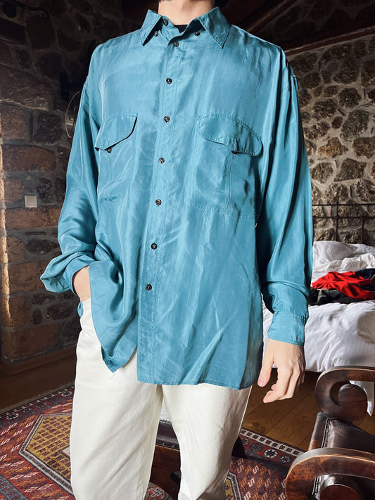 Boys button up 100% silk shirt .