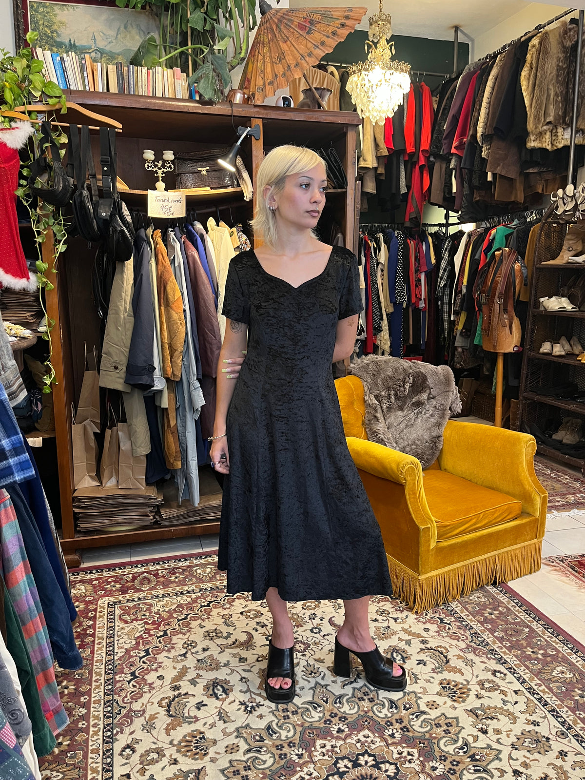 Vintage balck Victorian velvet dress