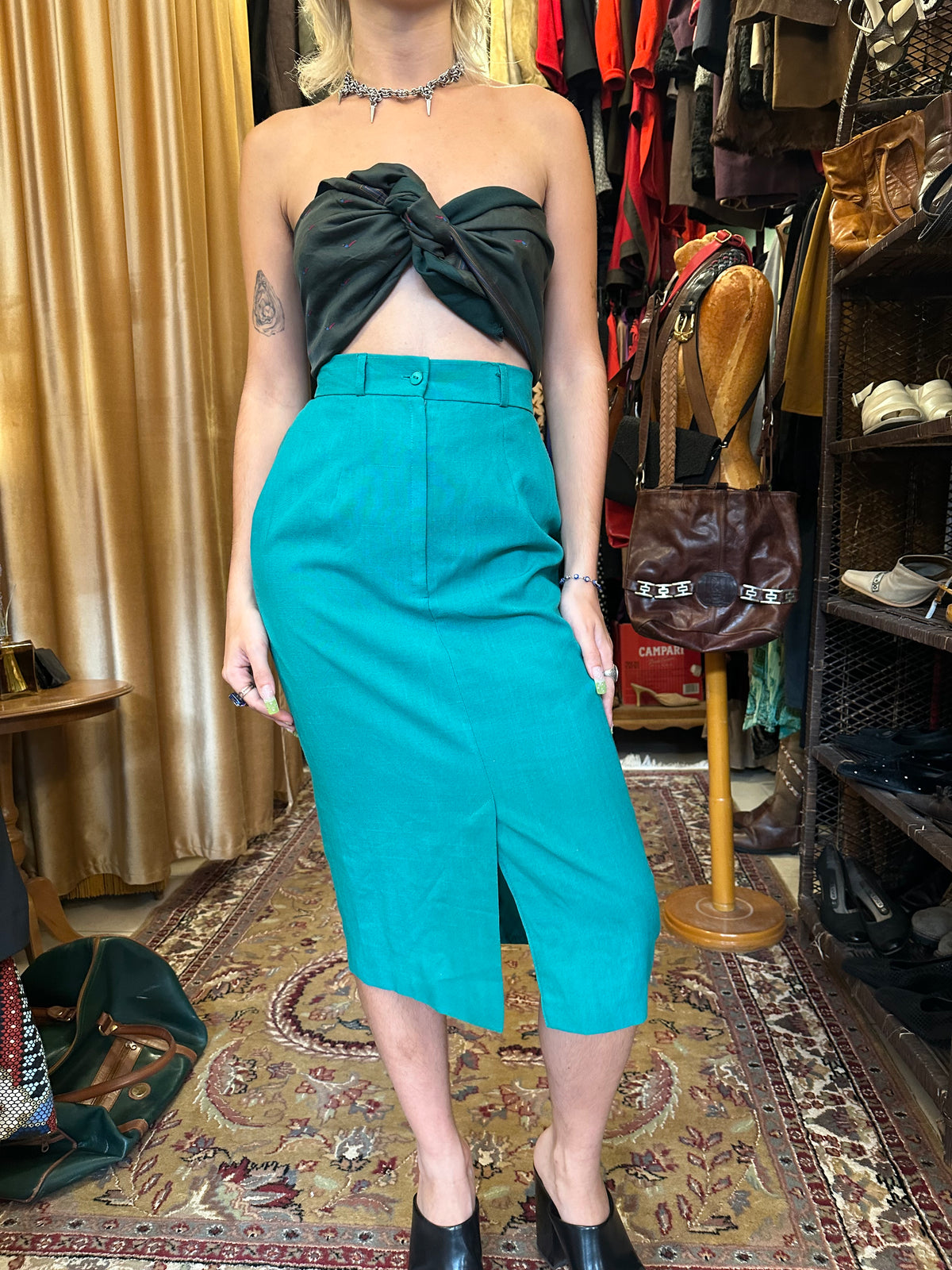 Vintage Midi Turquoise Skirt