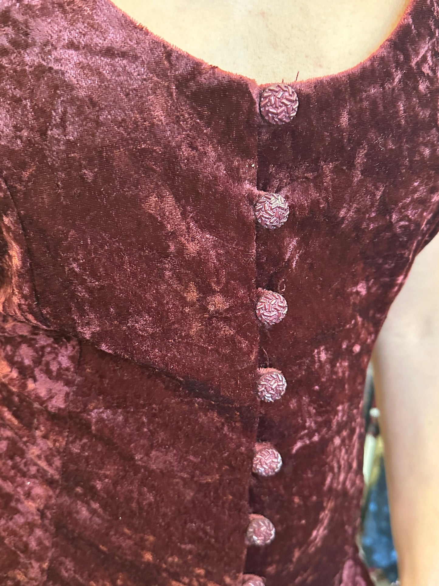 Vintage Maxi Wine Red Velvet Dress